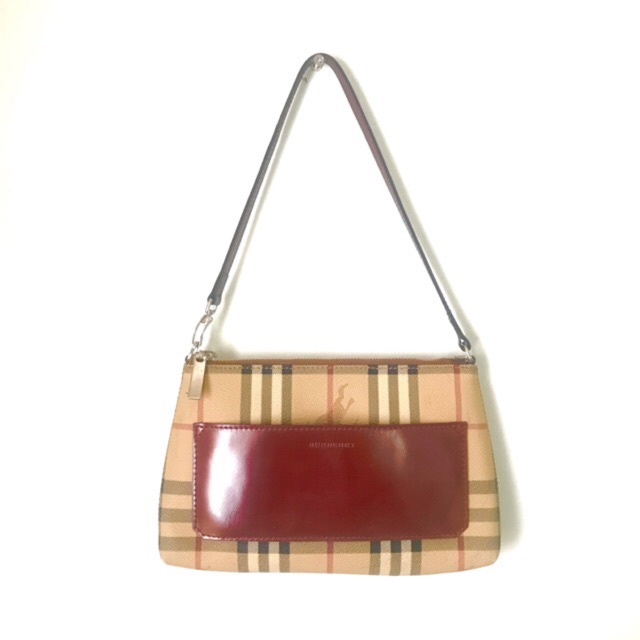 BURBERRY Haymarket Check Pochette Chocolate 1038650