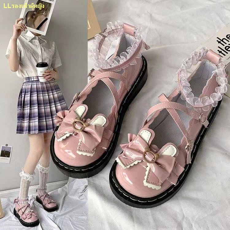 จัดส่งที่รวดเร็ว-lolita-รองเท้าสตรีใหม่น่ารักนุ่มสาวญี่ปุ่น-jk-รองเท้ารอบ-toe-ขนาดเล็กรองเท้าหนัง