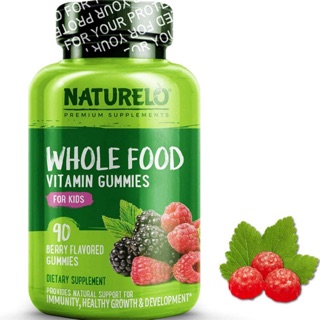 💥pre order🇺🇸 New✨ NATURELO, Whole Food Vitamin Gummies for Kids, Berry Flavored, 90 Gummies