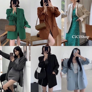 Cicishopเสื้อเบลเซอร์แขนยาว มีดีเทลแต่งกระเป๋า รุ่นนี้งานดีมากๆทรงเกาหลีสุดๆ