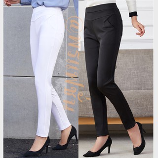 🍓พร้อมส่ง🍍❇❁♟รุ่น9108# กางเกงทํางานผู้หญิงขายาวสีดำ กางเกงสีขาว หลากสี กางเกงขายาวแฟชั่นเกาหลี ผ้ายืดได้ กางเกงสีพื้น