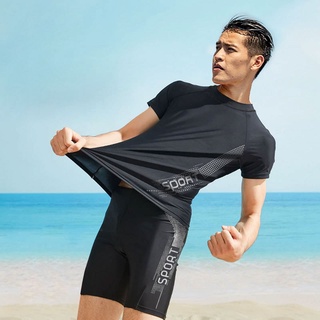 จัดส่งจากประเทศไทย 2023 New ชุดว่ายน้ำชาย ชุดว่ายน้ำแขนสั้น กางเกงว่ายน้ำผู้ชาย