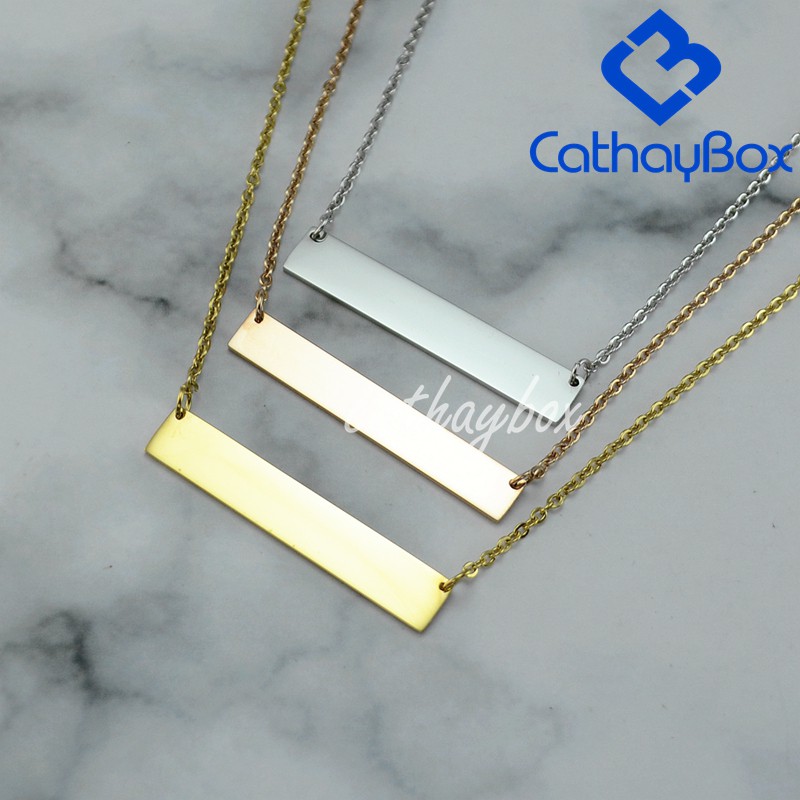 สร้อยคอจี้บาร์เปล่าชื่อส่วนบุคคลของผู้หญิงสแตนเลส-cb19a021xl