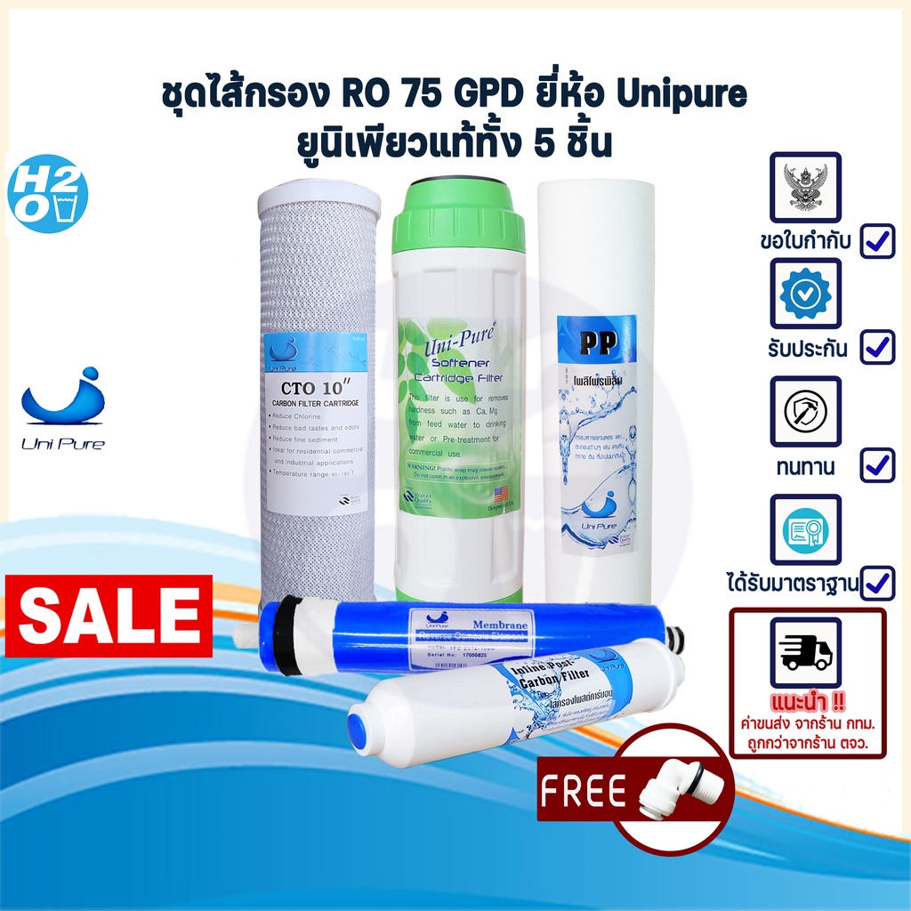 unipure-ชุดไส้กรองน้ำ-uni-pure-เครื่องกรองน้ำ-ro-75-gpd-ไส้กรอง-pp-resin-cto-ro-membrane-post-carbon