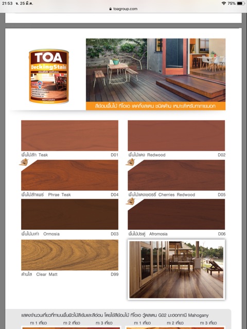 สีย้อมไม้-toa-วู้ดสเตน-ชนิดเงา-gloss-กึ่งเงา-semi-gloss-ด้าน-matt-ไม้พื้น-decking