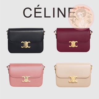 Shopee ลดกระหน่ำ 🔥ของแท้ 100% 🎁Celine Brand New TRIOMPHE Medium Shiny Cow Leather Handbag