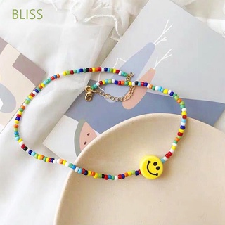 Bliss เครื่องประดับสร้อยคอลูกปัดลายหน้ายิ้มสีรุ้งสไตล์เกาหลี Diy สําหรับผู้หญิง