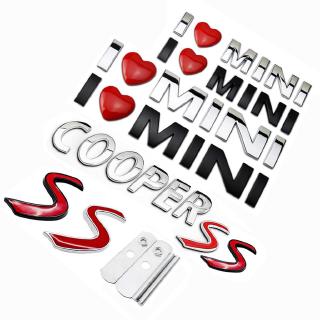 สติ๊กเกอร์ลายตัวอักษร I Love Mini Cooper S 3 D โลหะสำหรับติดรถยนต์