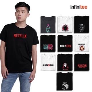 ไม่มีที่สิ้นสุด Netflix Shirt Collection Money Heist Squid Game The Witcher  เสื้อยืด  สำหรับผู้ชาย Women Tops MNL