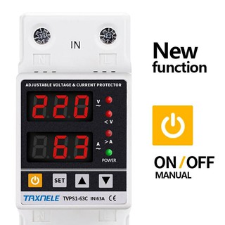 ป้องกันไฟตก ไฟเกิน กระแสเกิน Dual Display 63A 230V Over Under Voltage Relay Surge Protector  Limit Over Current Protect