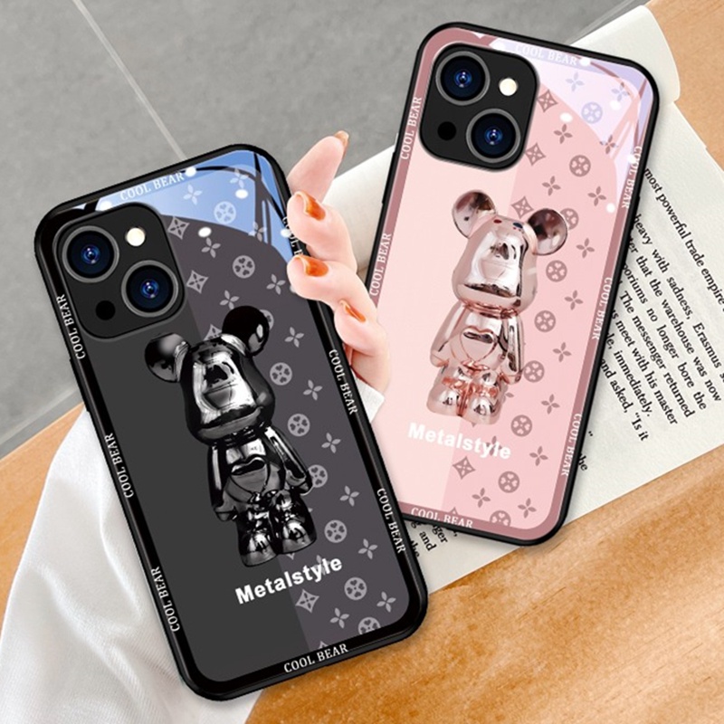 เคสโทรศัพท์มือถือแบบแก้วแข็ง-ลายหมี-3d-สําหรับ-samsung-galaxy-a73-a53-a33-a13-5g-a02-a03-a12-a22-a32-a42-a52-a72-4g-5g