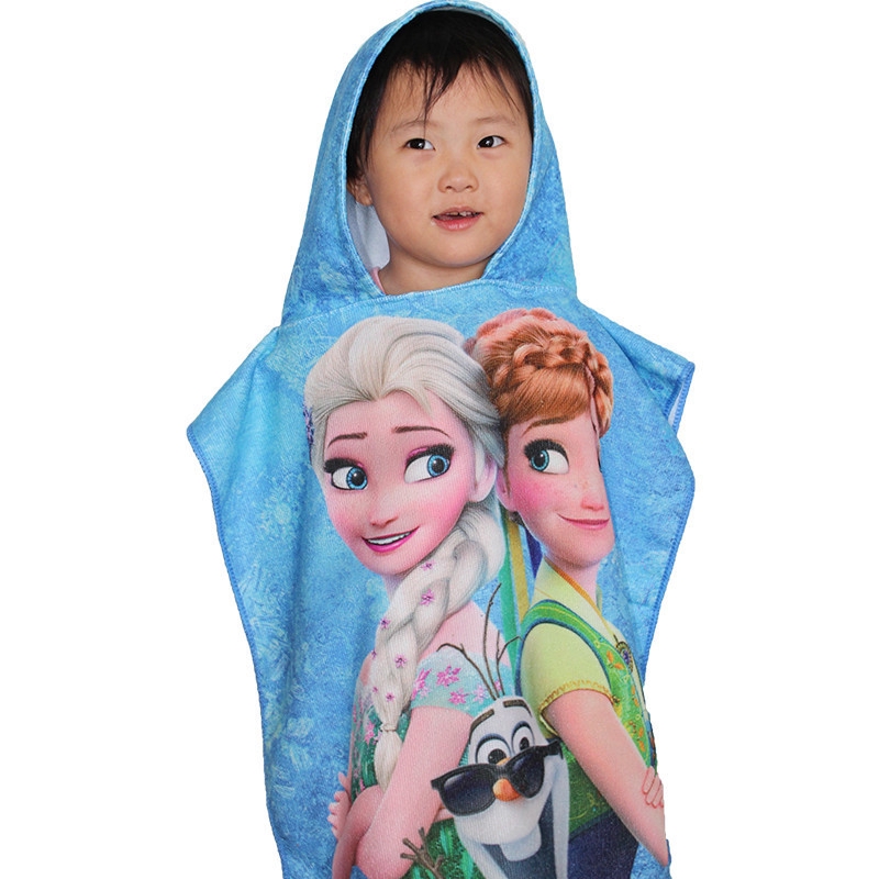 kt-kid-towel-children-girls-princess-frozen-pattern-cape-hooded-beach-towel-boy-bath-towel-water-absorption-and-quick-drying-summer-swimming-towel-soft-cape-with-hat