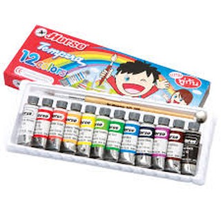 สีน้ำ ชุด12สี ตราม้า ปลอดภัยจากสารพิษและโลหะหนัก ไม่เป็นอันตรายต่อผู้ใช้