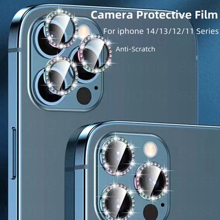 ฟิล์มกระจกกันรอยเลนส์กล้อง กันตก ประดับเพชร สําหรับ iPhone 14 13 12 Pro Max 13 12 Mini iPhone 14 Plus