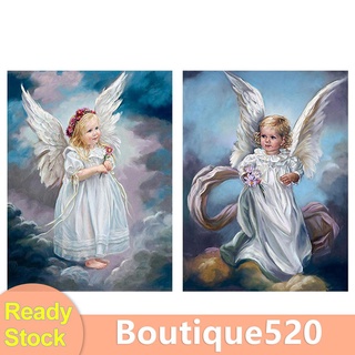 Bou【Stock】ชุดปักครอสติชผ้าฝ้ายพิมพ์ลาย Little Angel Girl 11CT