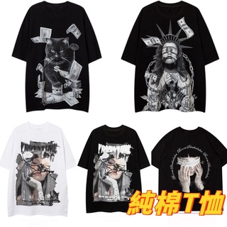 Style&amp;Up เวอร์ชั่นเกาหลี ins สไตล์ผ้าฝ้ายเสื้อยืดญี่ปุ่นอะนิเมะพิมพ์ผู้ชายฤดูร้อนใหม่หลวมและลำลองแนวโน้มนักเรียนแขนสั้นค