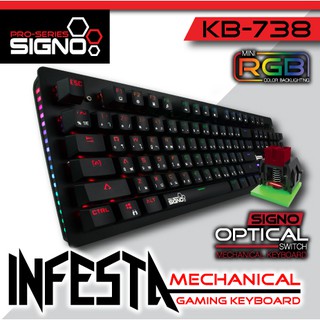 ภาพหน้าปกสินค้าคีย์บอร์ด Signo KB-738 RGB Mechanical Keyboard  Blue/Red  Switch ราคาพิเศษ ที่เกี่ยวข้อง