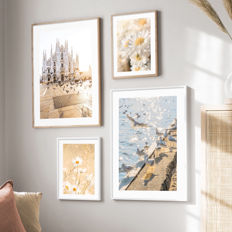 โปสเตอร์ภาพวาดผ้าใบ-รูปเมืองริมทะเล-ดอกเบญจมาศ-สไตล์นอร์ดิก-สําหรับตกแต่งผนัง-ห้องนั่งเล่น