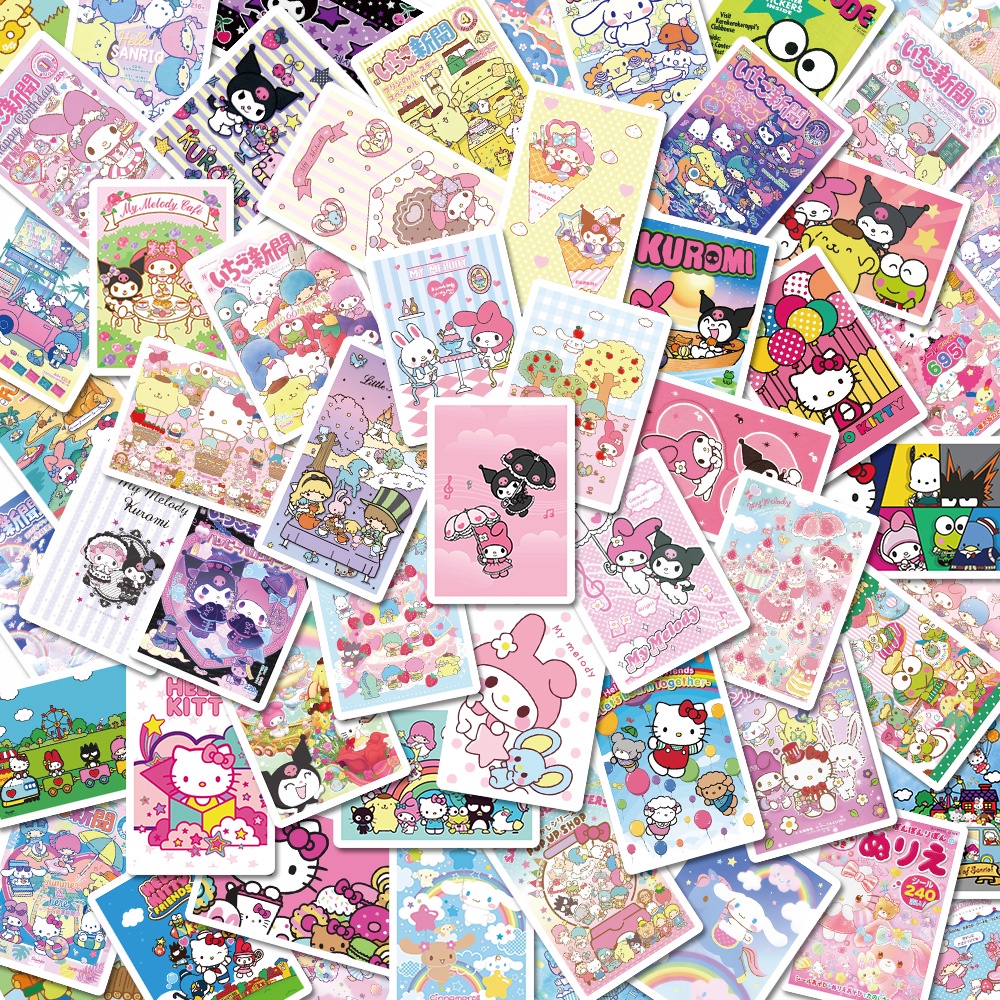 sanrio-สติกเกอร์โปสเตอร์-ลายการ์ตูนซานริโอ้-กันน้ํา-สําหรับตกแต่งแล็ปท็อป-แก้วน้ํา-62-ชิ้น