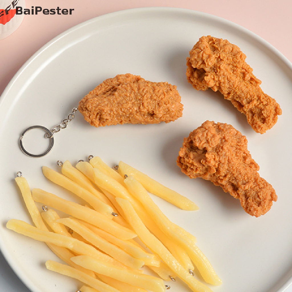 baipester-พวงกุญแจ-จี้รูปไก่ทอด-อาหารเลียนแบบ-ของเล่น-ของขวัญ-เปิด