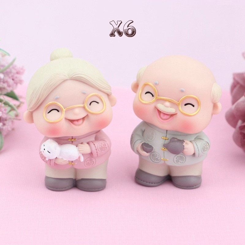 ตุ๊กตาปู่ย่าตายายน่ารัก-ขนาดเล็ก-สําหรับตกแต่งเค้กวันเกิด-คัพเค้ก-diy