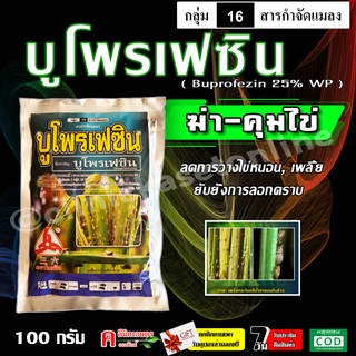 บูโพรเฟซิน 💥 ( 100 กรัม ) สารยับยั้งการลอกคราบของแมลง คุม-ฆ่าไข่หนอน คุมไข่เพลี้ย เพลี้ยกระโดด และแมลงปาดดูด ยาเย็น