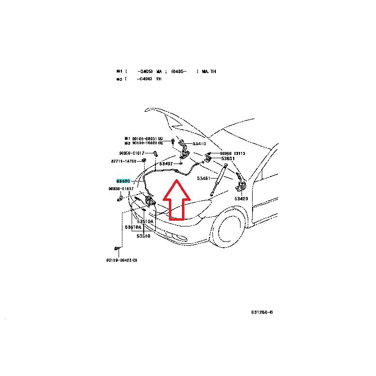 สายดึงฝากระโปรงหน้า-toyota-camry-acv30-53630-06050-แท้ห้าง-chiraauto