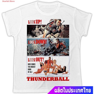 Scarlet Store เสื้อยืดยอดนิยม JAMZZY TEE Thunderball James Bond 007 Movie Poster Funny Gift Designer Unisex T-Shirt Whit