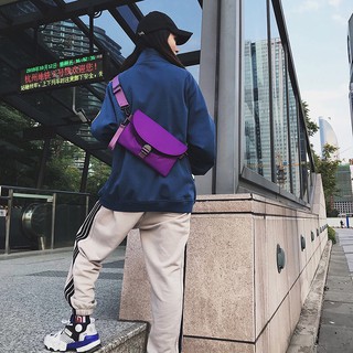 Fashion bag กระเป๋าสะพาย สะพายข้าง สำหรับผู้ชาย ผ้าไนล่อน กันน้ำ แบบบาง ขนาดกระ สีม่วง/ดำ/เทา ***มีบริการเก็บเงินปลายทาง