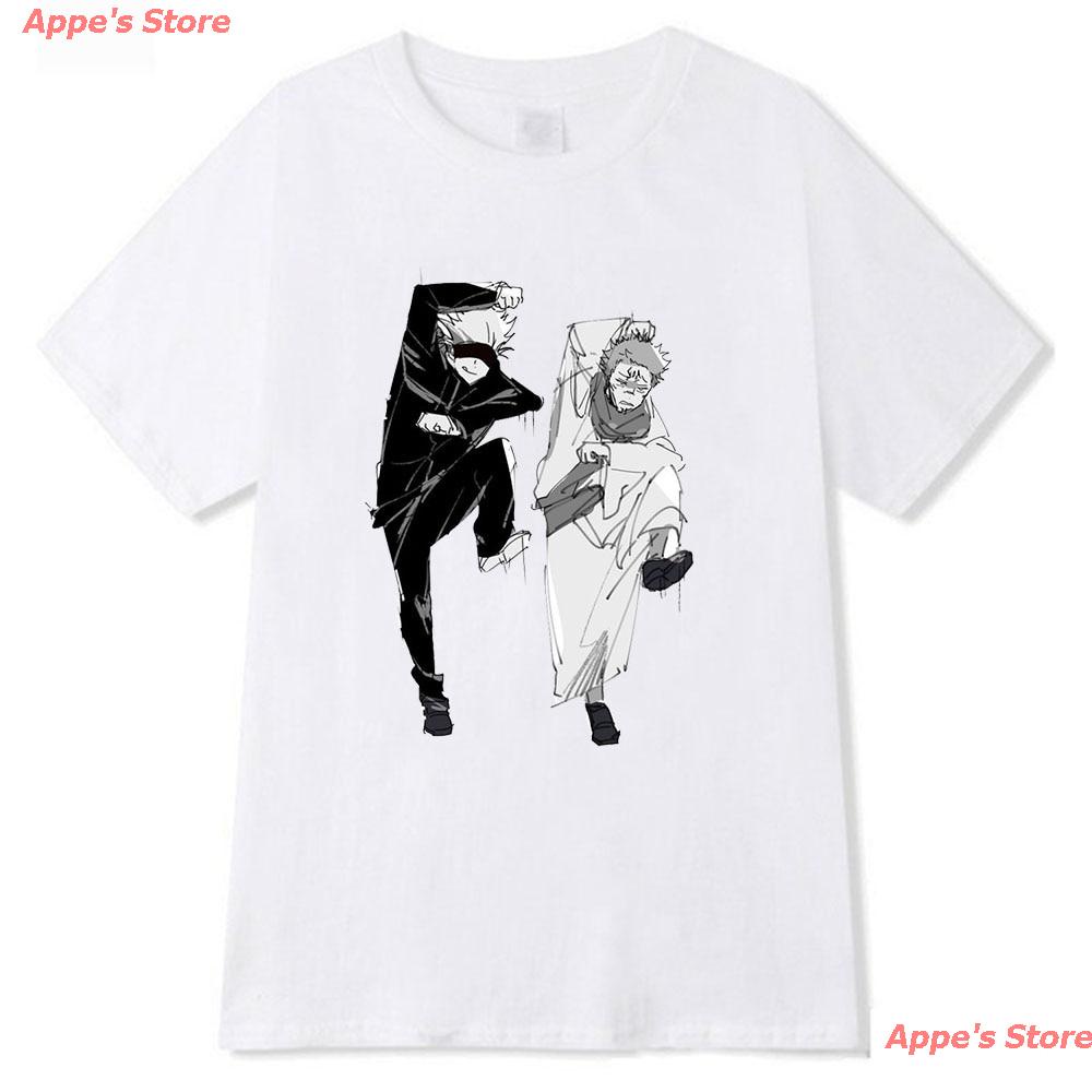 คอลูกเรือเสื้อยืดคอกลมappes-store-2022-เสื้อยืดลายกราฟฟิก-jujutsu-kaisen-90s-เสื้อยืดอนิเมะญี่ปุ่นผ้าฝ้ายแท้