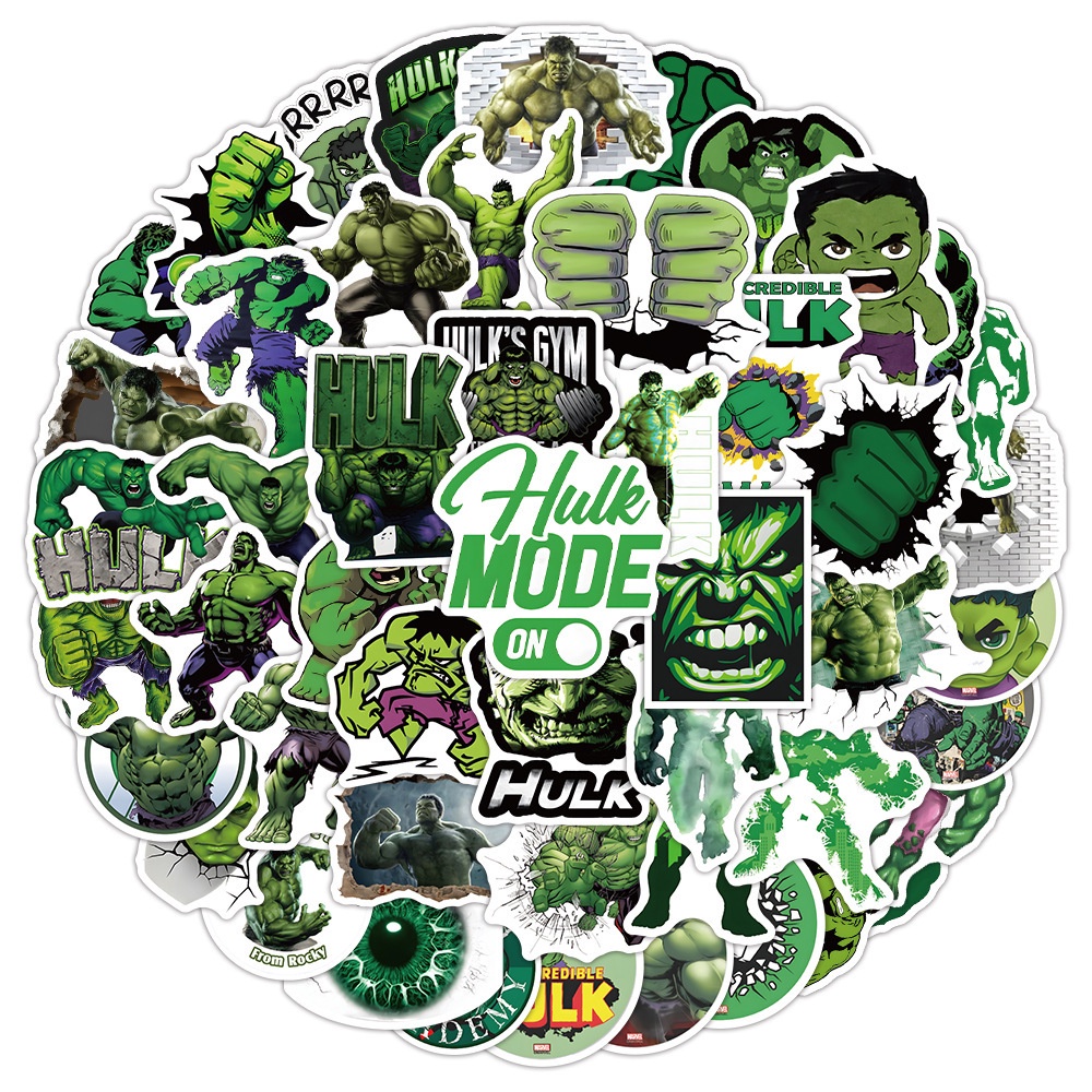 สติกเกอร์-pvc-กันน้ํา-ลายซุปเปอร์ฮีโร่-hulk-มี-50-ชิ้น
