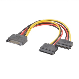 สาย Power SATA  to SATA 1 ออก 2 (15Pin SATA Power Y-Splitter Cable) ST1