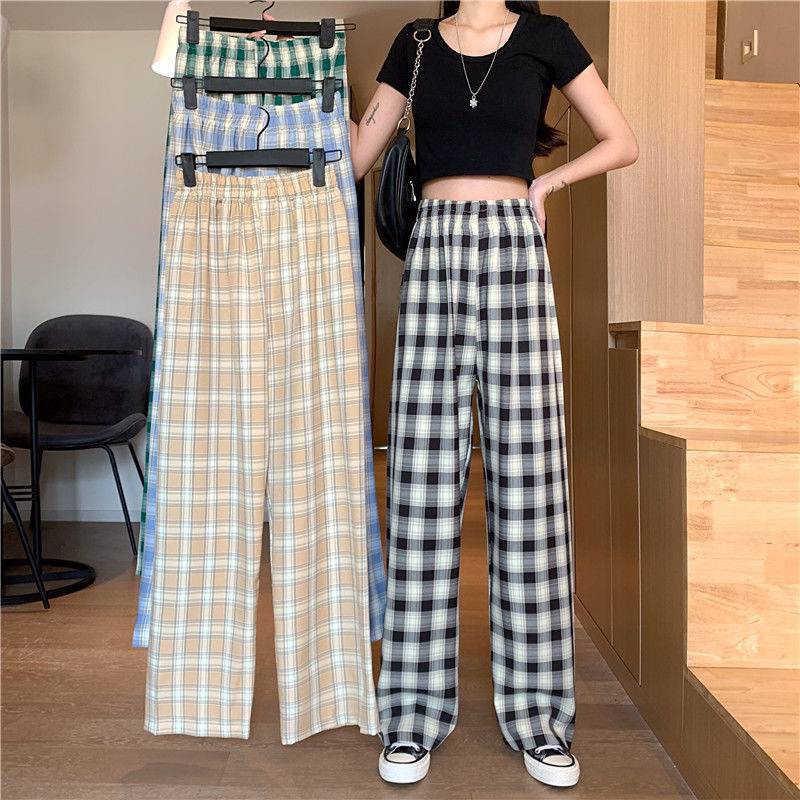 ภาพหน้าปกสินค้าYY23 กางเกงขายาวลายสก็อต กางเกงขายาวผู้หญิง สไตล์เกาหลี 7 สี จากร้าน fashion.kaidee บน Shopee