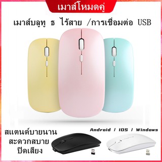 ภาพหน้าปกสินค้าBluetooth mouse 2.4GHz เมาส์ไร้สายชาร์จเงียบ พกพาสะดวก เมาส์บลูทูธไร้สาย เหมาะสำหรับโน๊ตบุ๊ค /คอมพิวเตอร์ /Android ที่เกี่ยวข้อง