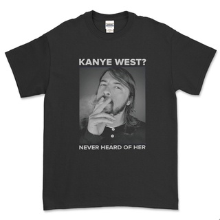 เสื้อยืดวินเทจKanye WEST? เสื้อยืด พิมพ์ลาย Never Day Off HER DAVE GROHL สําหรับผู้ชายS-4XL