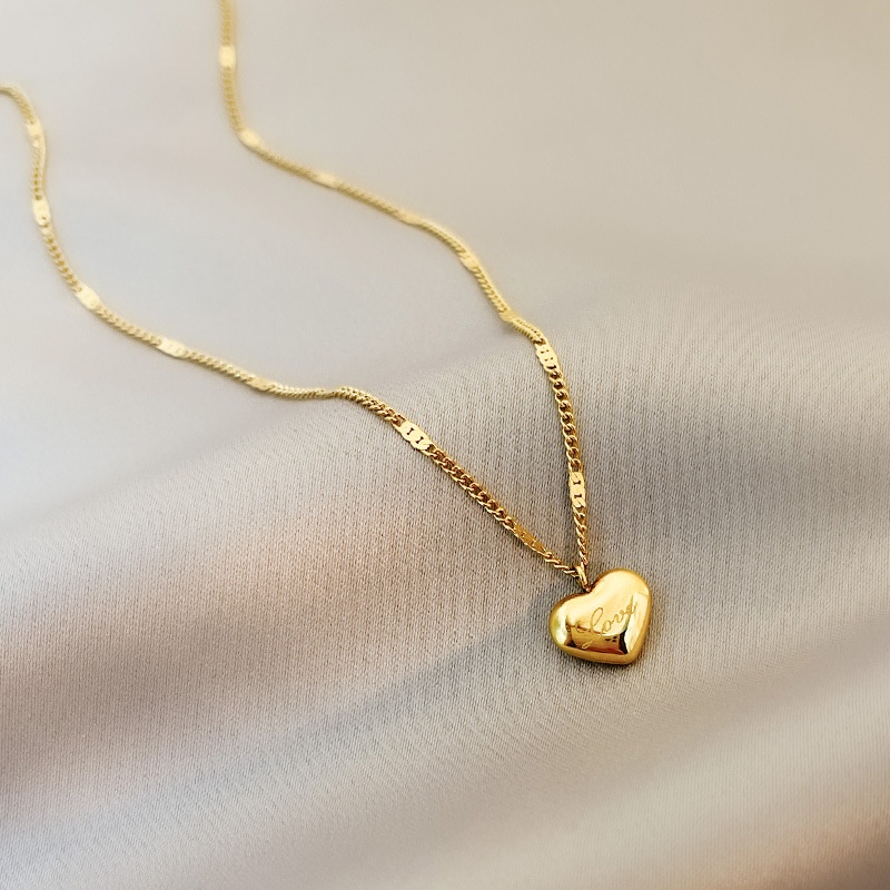 สร้อยคอโซ่ไทเทเนียมเหล็ก-จี้รูปหัวใจ-love-love-ไม่จางง่าย-เข้ากับทุกการแต่งกาย