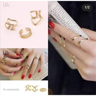 (พร้อมส่ง)​ แหวนเซท 3 ชิ้น เก๋มากกกกก ถูกสุดๆ แหวนปรับไซต์ได้เอง