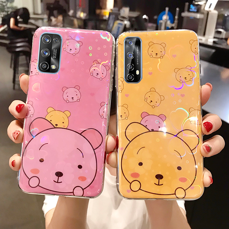 เคสโทรศัพท์-realme-7-5g-2020-new-casing-cute-cartoon-bear-silicone-colorful-cherry-blossoms-back-cover-phone-case-for-realme7-5g