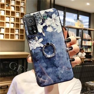 Hot เคสโทรศัพท์ For Xiaomi Mi 10T / Xiaomi 10T Pro Case Bling Glitter Soft TPU Case With Finger Ring Holder Cover 2020 New Flowers Casing เคส For Xiaomi10T Mi10T 10TPro