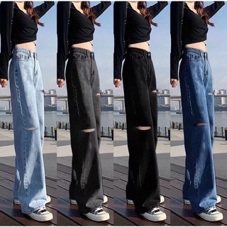 ภาพหน้าปกสินค้า✨สินค้าขายดี✨ กางเกงยีนส์แฟชั่นใหม่ กางเกงยีนส์เอวสูง 4 สี กางเกงยีนส์ขากว้างเอวสูง ฉีก🔥มีไซซ์ S-3XL ซึ่งคุณอาจชอบราคาและรีวิวของสินค้านี้