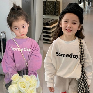 เสื้อเบลาส์ คอกลม พิมพ์ลายตัวอักษร ทรงหลวม ระบายอากาศ สําหรับเด็กผู้หญิง วัยหัดเดิน