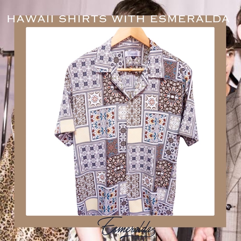 เสื้อฮาวายสีน้ำตาล-ลายสไตล์บาโรกสวยๆ-คัตติ้งเนี๊ยบ-ผ้านิ่มลายคมชัด-ลายไม่ซ้ำใคร