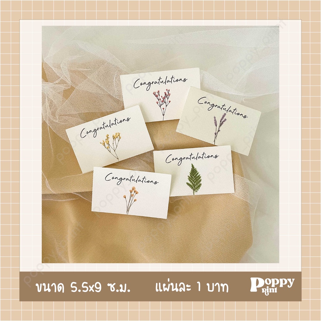 ภาพหน้าปกสินค้า(*ใบละ 1 บาท  ) Congratulations Plants การ์ดยินดี ทางร้านออกแบบเอง มีให้เลือก 5 สี จากร้าน poppy_print บน Shopee