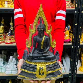 พระพุทธชินราช (สีดำคาดทอง) หน้าตัก 5 นิ้ว สูง 32 ซม. (ฟรีของแถม)