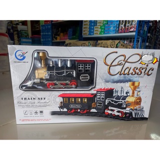 ไฟฟ้า Classic Train Set รถจักรไอน้ำเครื่องยนต์,Wagons &amp; แทร็ก,แบตเตอรี่-Powered ชุดของเล่นควัน,ไฟ &amp; เสียง (แถมถ่าน)