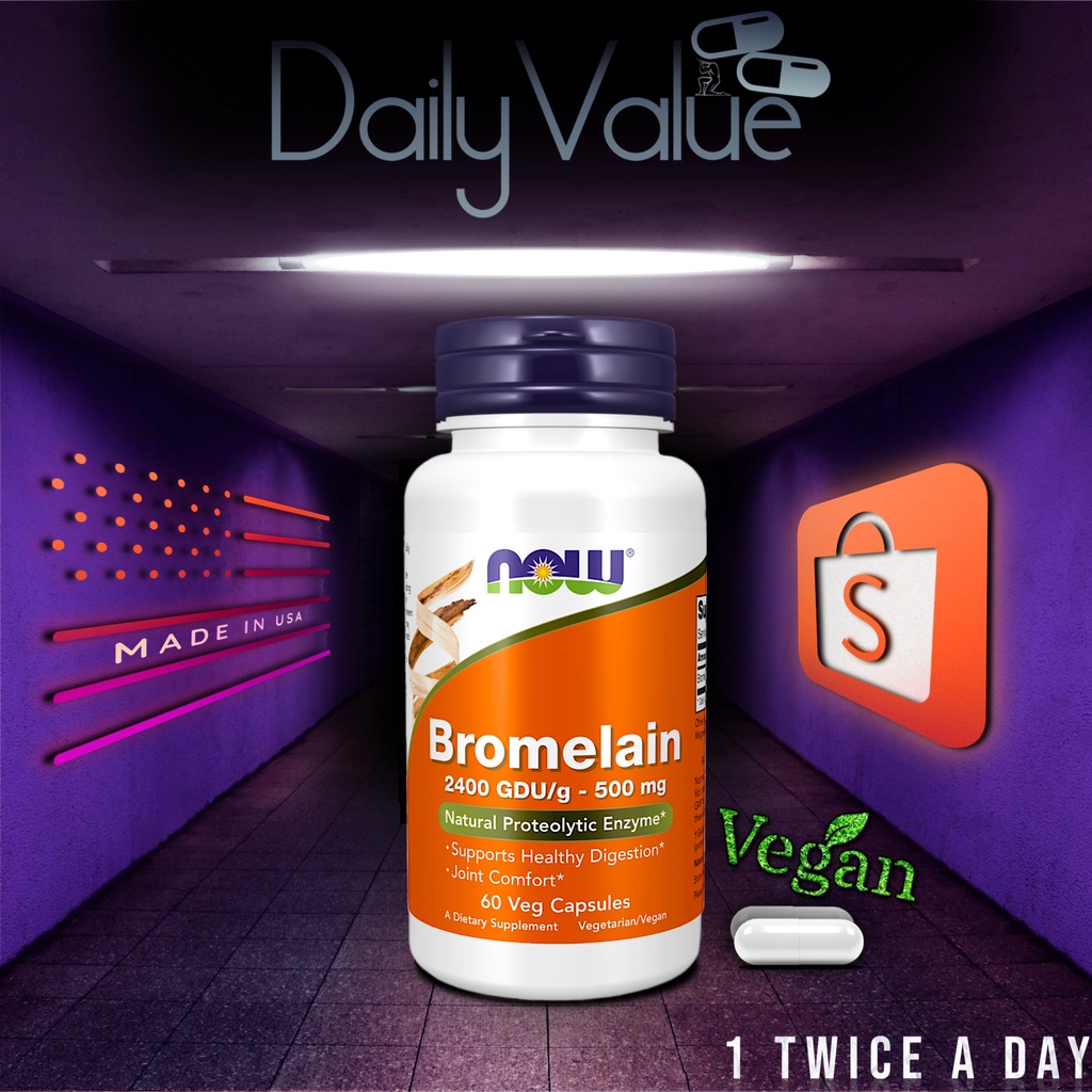 ภาพหน้าปกสินค้าโบรมีเลน / Bromelain 500 mg 60 / 120 Caps by NOW FOODS จากร้าน dailyvalue บน Shopee