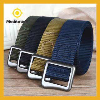 สินค้า Meditation พร้อมส่ง เข็มขัดผู้ชาย หัวนิกเกิล สายผ้าไนล่อน ล็อคแน่น ทนทาน ไม่ต้องเจาะรู