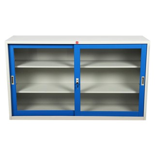File cabinet CABINET STEEL KSG-150-RG BLUE Office furniture Home & Furniture ตู้เอกสาร ตู้เหล็กบานเลื่อนกระจก KSG-150-RG