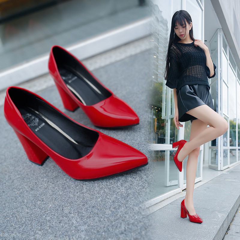 hot-sale-รองเท้าส้นสูงผู้หญิง-2020-ใหม่ฤดูใบไม้ผลิและฤดูร้อนเกาหลีผู้หญิงส้นหนาส้นสูงนักเรียนหญิงปากตื้นรองเท้าเดีย