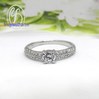 Finejewelthai-แหวนเพชร-แหวนเงิน-เงินแท้-Silver-Diamond Cz Ring-R1261cz